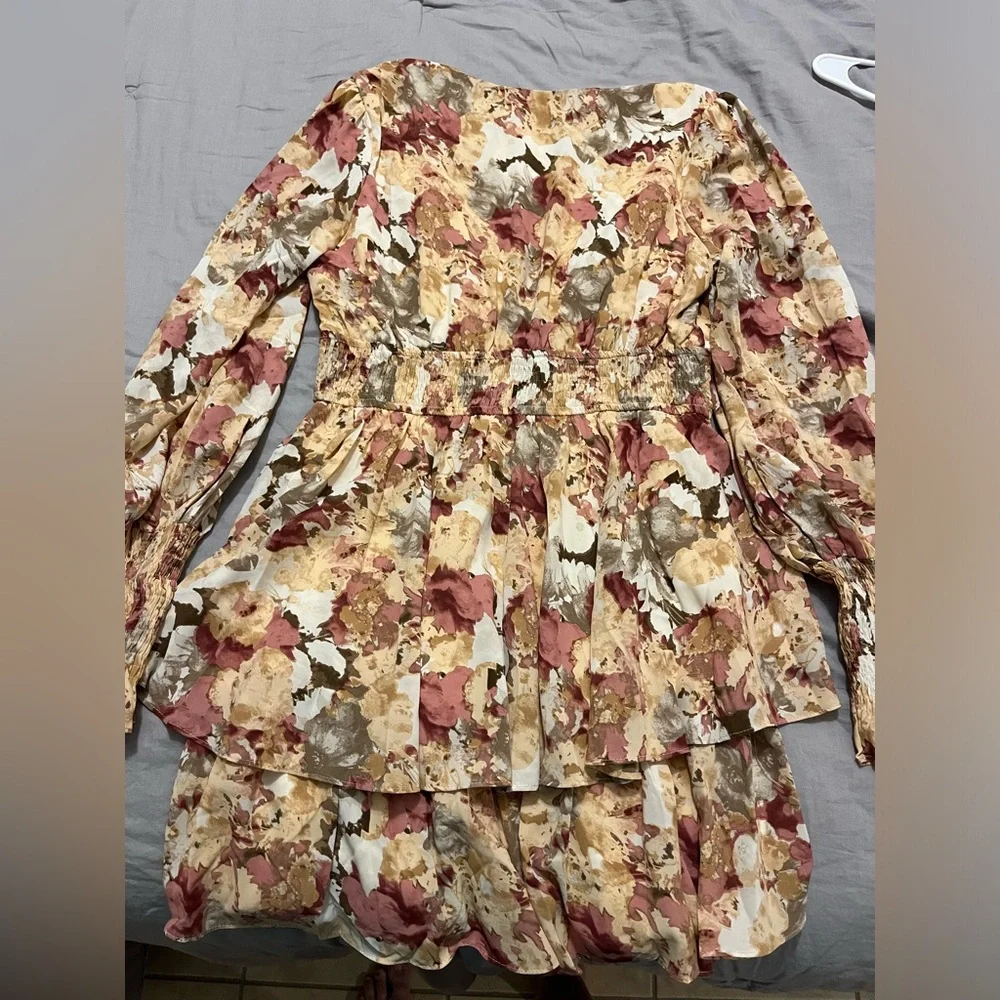 NWT Petal & Pup Long Sleeve Floral Ruffle Feminine Mini Dress: Size 10 - Picture 9 of 13